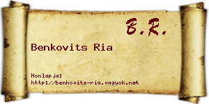 Benkovits Ria névjegykártya